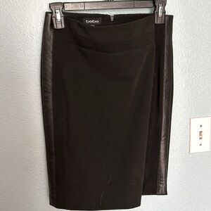 Bebe pencil skirt with leather side detail